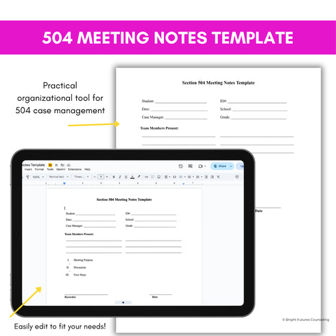 504 Case Manager Toolkit 504 at a Glance + Accommodation Tracker for High School