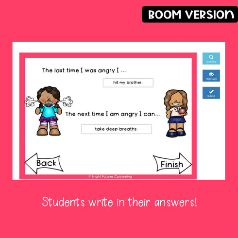 Anger Management Digital Activity with Editable Google & Boom Cards Version