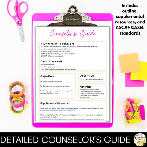 Anger Management Lesson for Social Emotional Learning and School Counseling