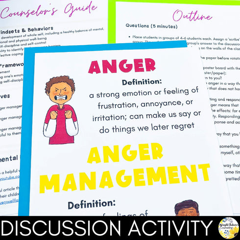Anger Management Lesson for Social Emotional Learning and School Counseling