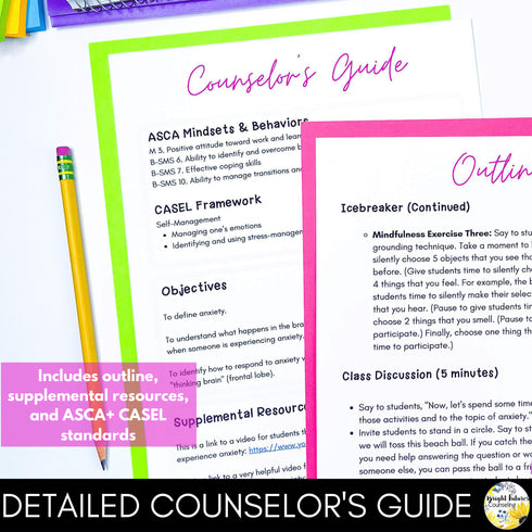 Anxiety Management and Coping Skills SEL Classroom Lesson for School Counseling
