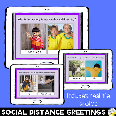 Social Distancing Greetings and Appropriate Mask Wearing Boom Cards COVID Safety