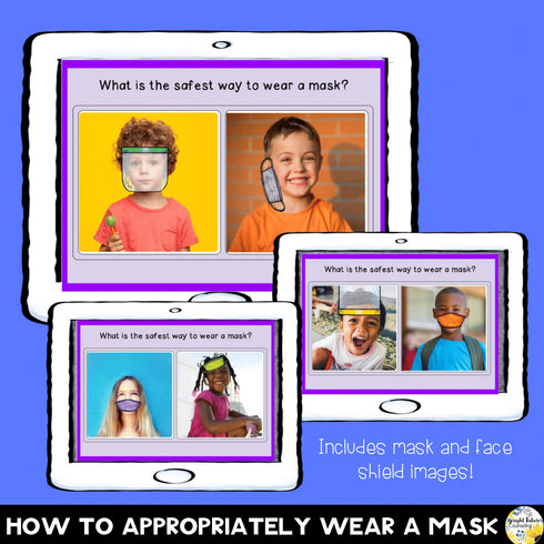 Social Distancing Greetings and Appropriate Mask Wearing Boom Cards COVID Safety