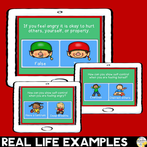Christmas sELF-Control Boom Cards - Distance Learning Self-Control Activity