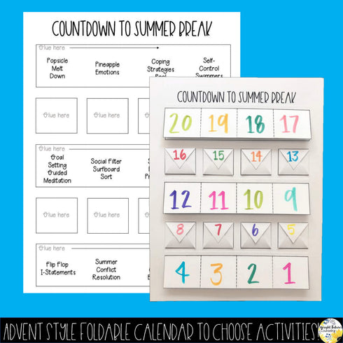 Countdown to Summer Break - End of the Year Counseling SEL Summer Activity Pack