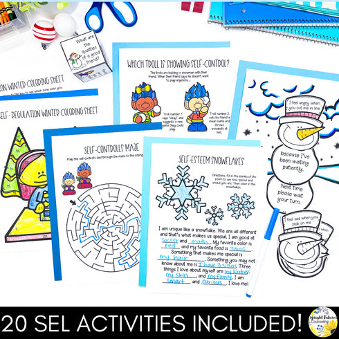 Countdown to Winter Break - Winter Themed Counseling and SEL Activity Pack