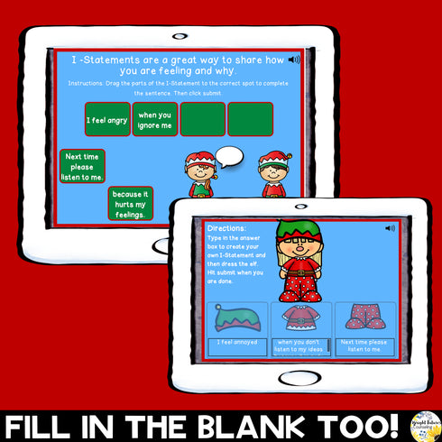 Dress an Elf with I-Statements Boom Cards Digital Activity for Distance Learning