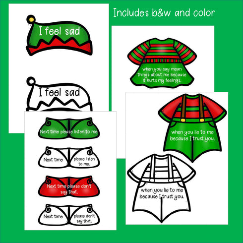 Conflict Resolution Christmas Activity Dress an Elf with I-Statements