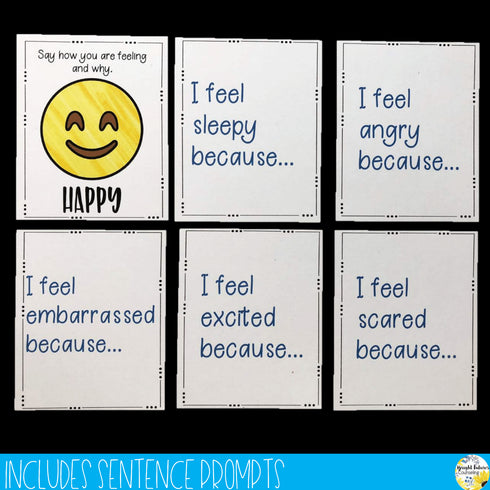 Feelings Check Prompt Cards Emoji Emotions and Feelings Recognition Cards