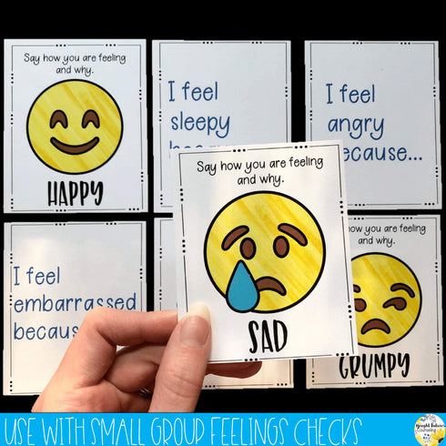Feelings Check Prompt Cards Emoji Emotions and Feelings Recognition Cards