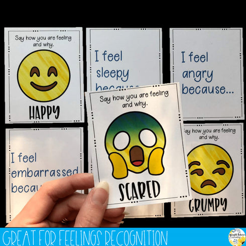 Feelings Check Prompt Cards Emoji Emotions and Feelings Recognition Cards