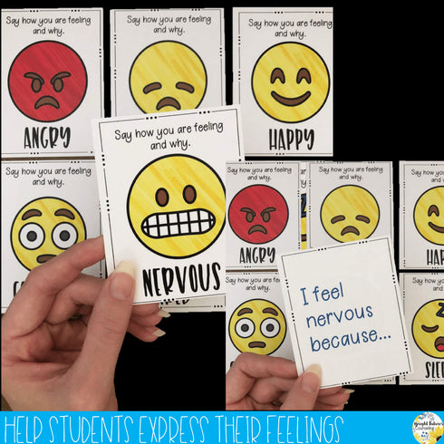 Feelings Check Prompt Cards Emoji Emotions and Feelings Recognition Cards
