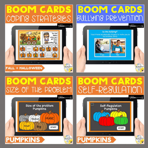 Fall and Halloween Boom Cards Bundle - Digital SEL Counseling Games