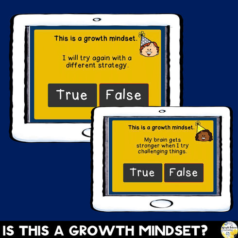 Growth Mindset vs. Fixed Mindset New Year Themed Boom Cards Digital Activity