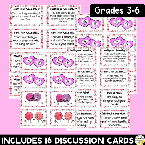 Healthy vs. Unhealthy Friendships and Relationships Valentine's Discussion Cards