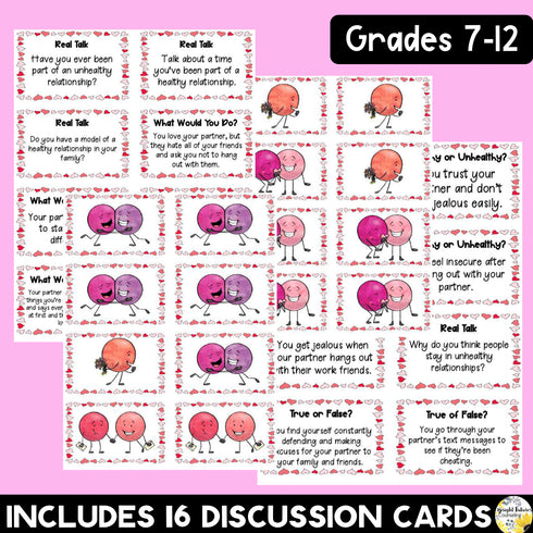 Healthy vs. Unhealthy Friendships and Relationships Valentine's Discussion Cards