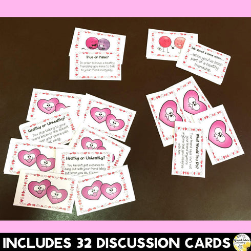 Healthy vs. Unhealthy Friendships and Relationships Valentine's Discussion Cards