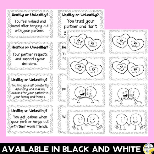 Healthy vs. Unhealthy Friendships and Relationships Valentine's Discussion Cards