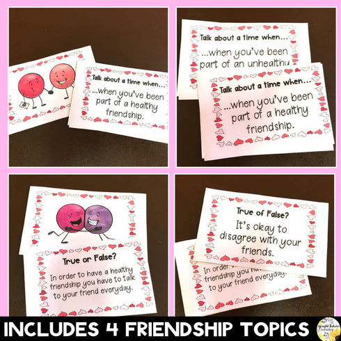 Healthy vs. Unhealthy Friendships and Relationships Valentine's Discussion Cards