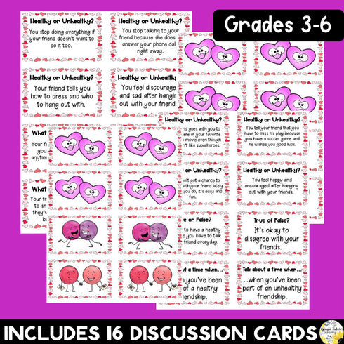 Friendships Discussion Cards - Healthy vs. Unhealthy Valentine's Day Cards