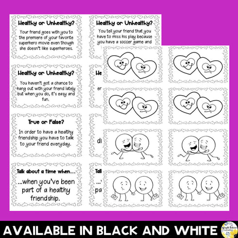 Friendships Discussion Cards - Healthy vs. Unhealthy Valentine's Day Cards