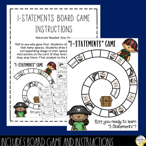 I-Statements School Counseling Board Game with Digital Version