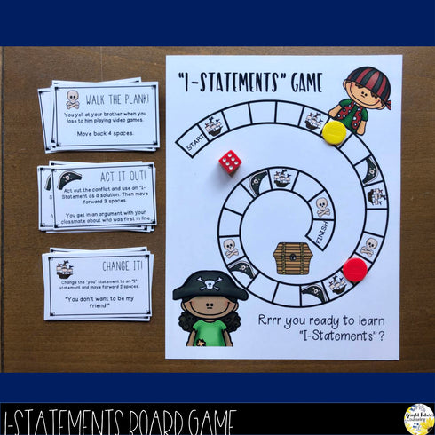 I-Statements School Counseling Board Game with Digital Version