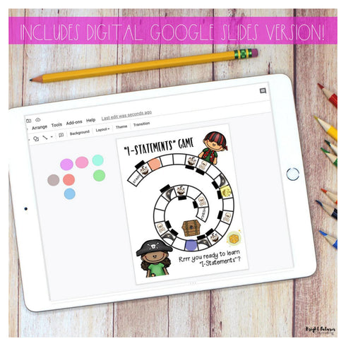 I-Statements School Counseling Board Game with Digital Version