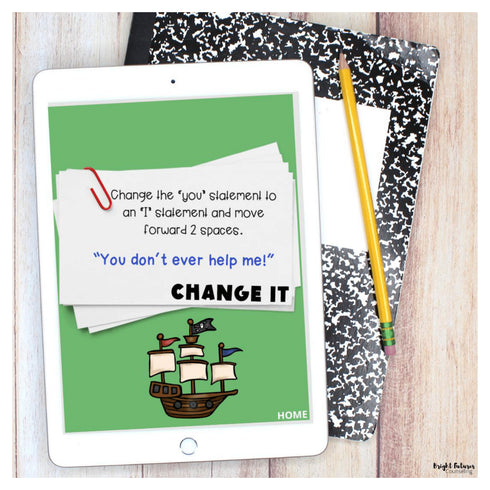 I-Statements School Counseling Board Game with Digital Version