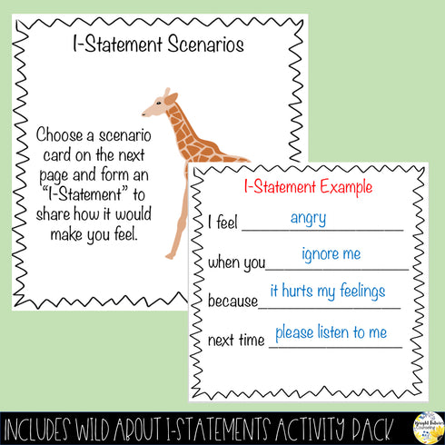 I-Statements School Counseling Social Skills BUNDLE