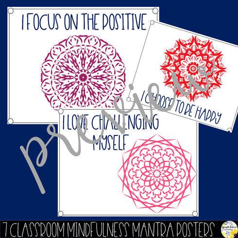 Mindful Mandala Mantras - Counseling Office and Classroom Decor