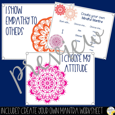Mindful Mandala Mantras - Counseling Office and Classroom Decor