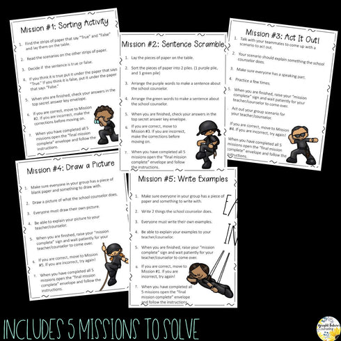 Interactive Classroom Guidance Lesson BUNDLE Escape Room Style Mission Series