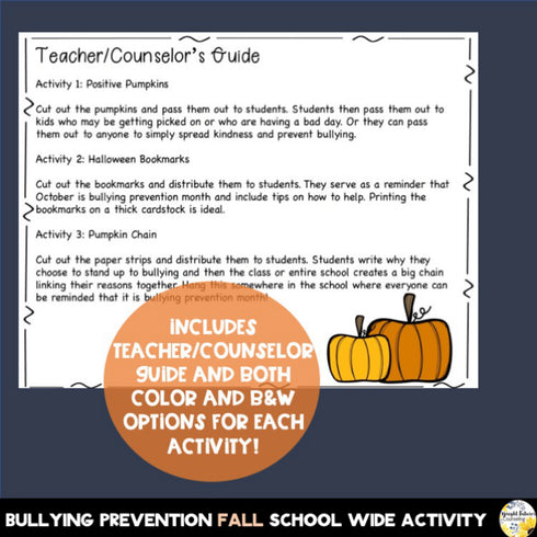 October Counseling Bundle - Bullying Prevention Month + Fall Coping Strategies