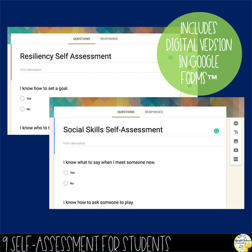 Self-Assessments Bundle Editable School Counseling Data Collection Tools