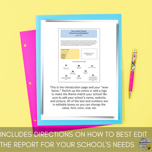School Counseling EDITABLE End of the Year Report