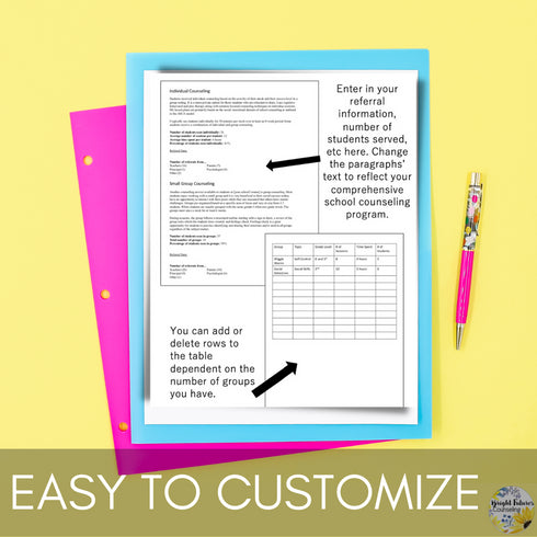 School Counseling EDITABLE End of the Year Report