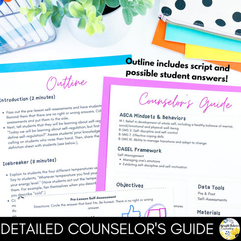 Self-Regulation Lesson for Social Emotional Learning and School Counseling