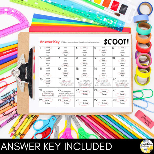 Self-Regulation Scoot Game - Elementary School Counseling Game