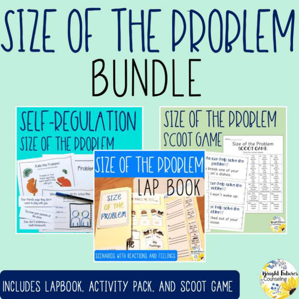 Size of the Problem Counseling Bundle - Lap Book Activity Pack and Scoot Game
