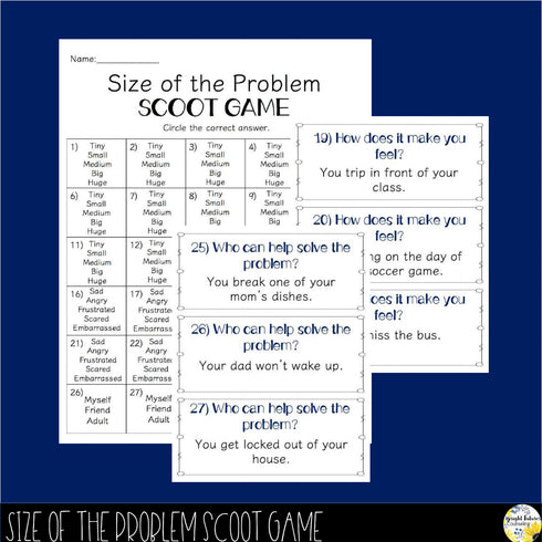 Size of the Problem Counseling Bundle - Lap Book Activity Pack and Scoot Game