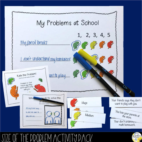 Size of the Problem Counseling Bundle - Lap Book Activity Pack and Scoot Game