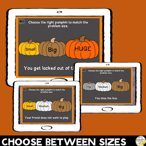 Size of the Problem Pumpkins Fall Bundle + SEL Fall Boom Cards Digital Game