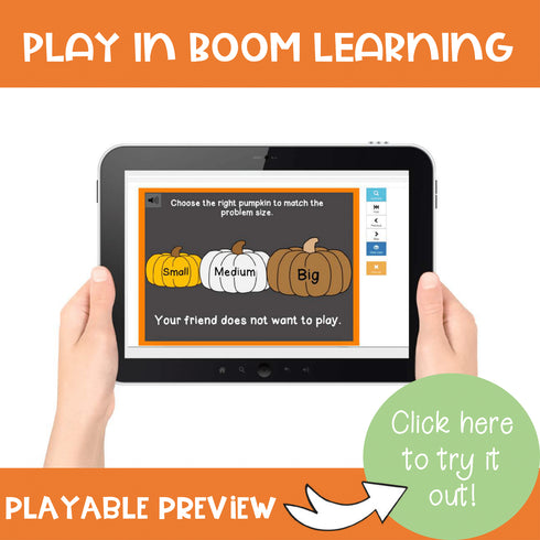 Size of the Problem Pumpkins Fall SEL Activity - Boom Cards Fall Game