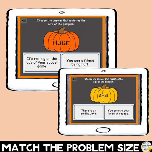 Size of the Problem Pumpkins Fall SEL Activity - Boom Cards Fall Game