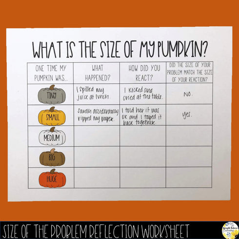 Size of the Problem Pumpkins Flip Book + Fall Themed Self-Regulation Activities
