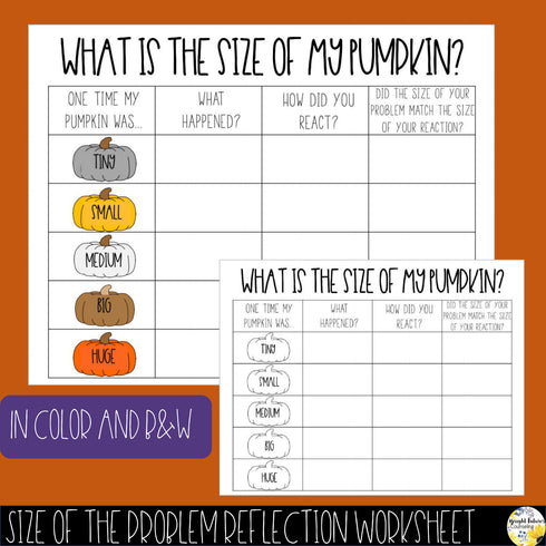 Size of the Problem Pumpkins Flip Book + Fall Themed Self-Regulation Activities