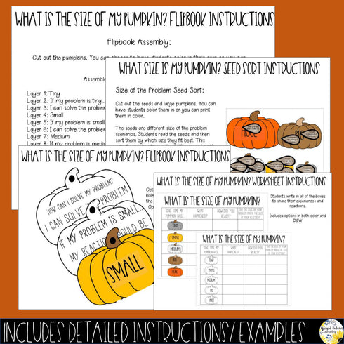 Size of the Problem Pumpkins Flip Book + Fall Themed Self-Regulation Activities