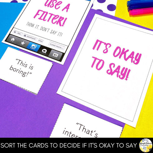 Social Skills Elementary Counseling SEL Game - Social Filters: Print & Digital