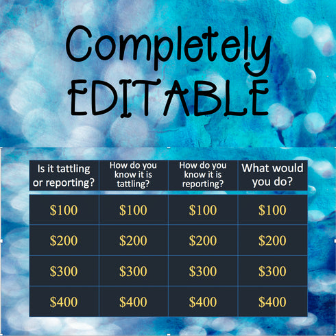 Tattling Vs Reporting Digital Game Show with Editable Digital Version